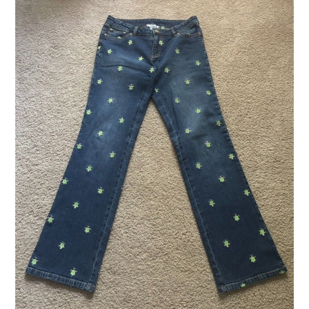 Lilly Pulitzer Turtle  Pink Embroidery SZ 4 Stretch Jeans Y2K